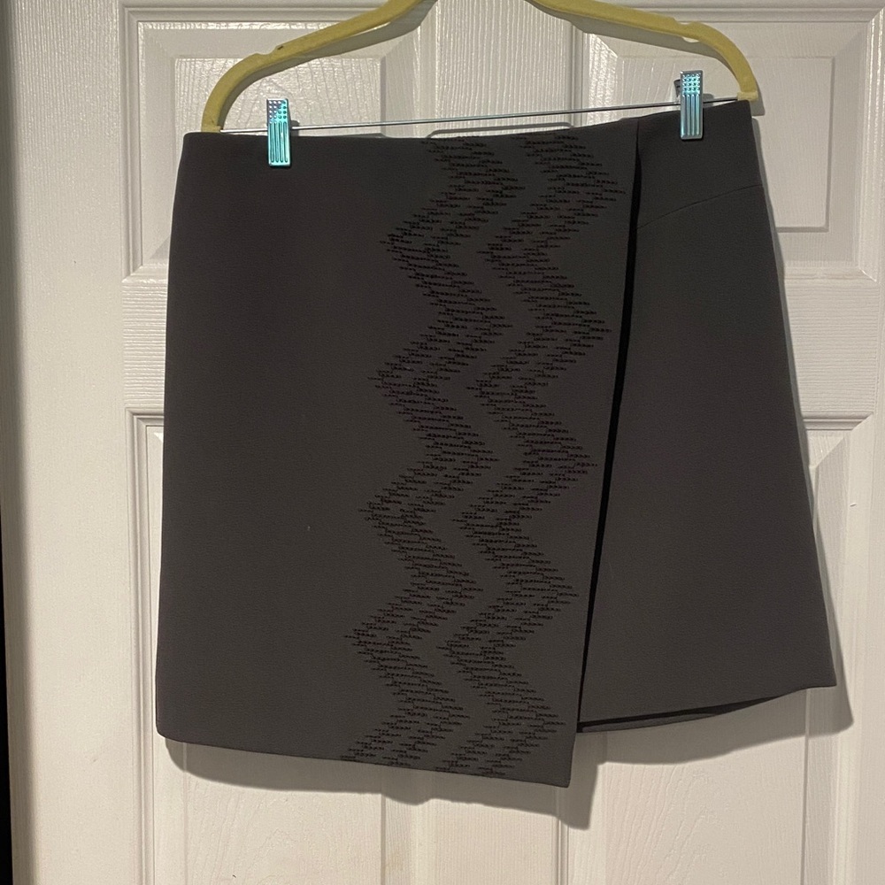 Lord & Taylor Black Mini Skirt with Zigzag Design